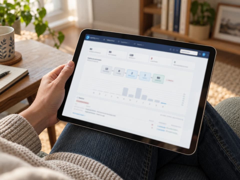 Arivo's dashboard on a tablet, at home