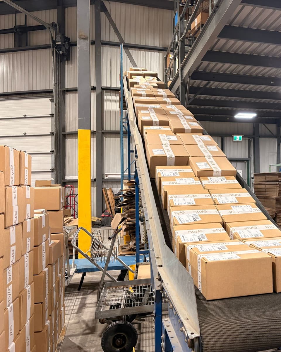 A conveyor full of parcels ready to ship
