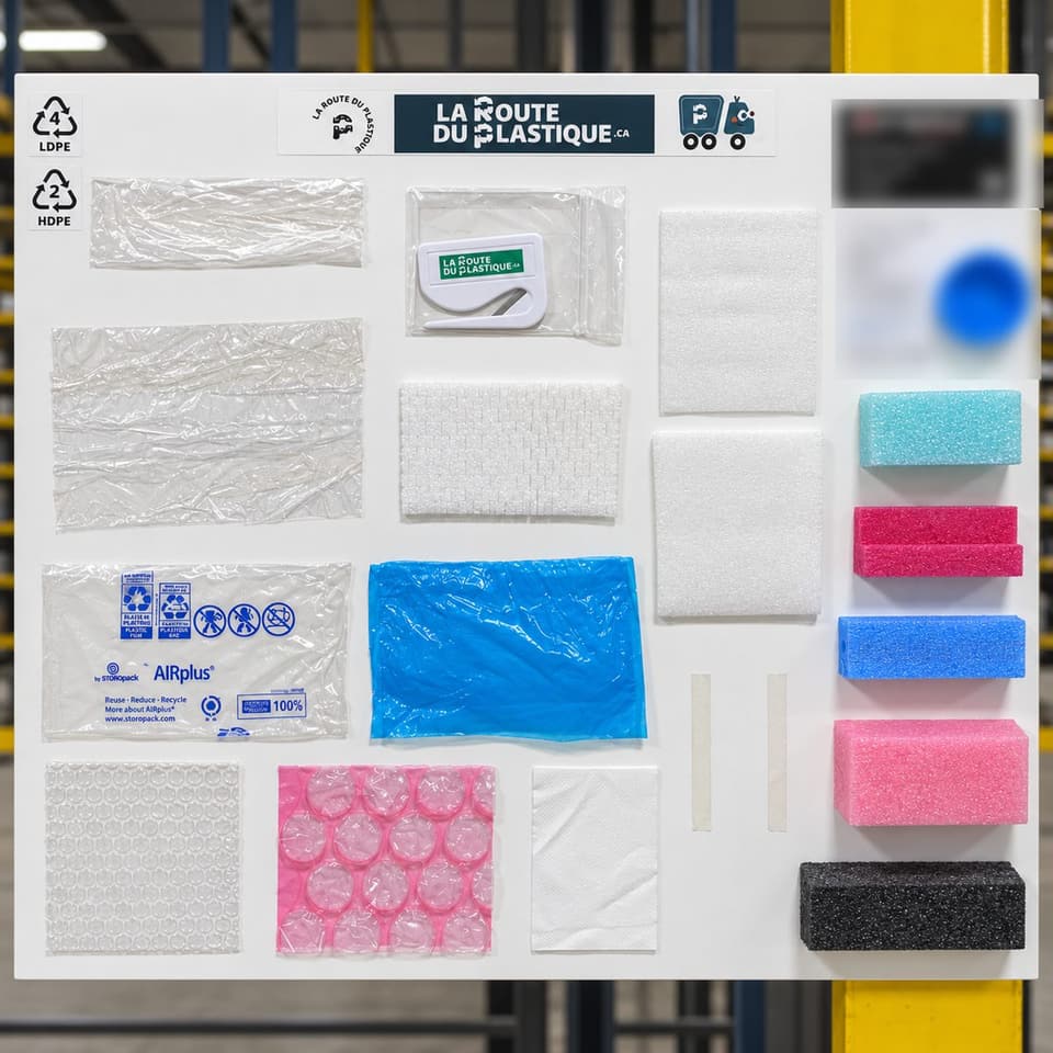 Le tableau de tri de La Route du Plastique : les pellicules et mousses acceptées